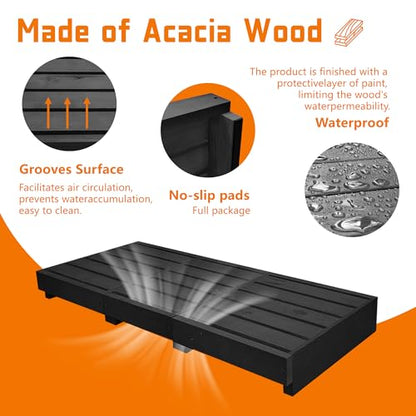 Outdoor Steps 3.5'' Height, Wooden Step Platform 35” Length, Step Stool with Non Slip Pads, Step for Outside, Wooden Platform for Bathroom, Kitchen, Bed (Black)