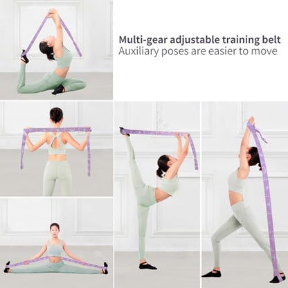 12 Loops Extra Long Yoga Stretching Band for Adults and Tall People, Adjustable Elastic Strap for Full Body Deep Stretch, Home Pilates, Ballet, Dance, Physical Therapy, Flexibility Training