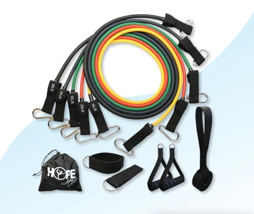 Hope Fitness Resistance Tube and Bands Full Set – Heavy-Duty Strength & Resistance Training Kit for Arms, Legs, Glutes & Full-Body Workouts, Home Gym, Travel, Pull Up Assist & Muscle Building