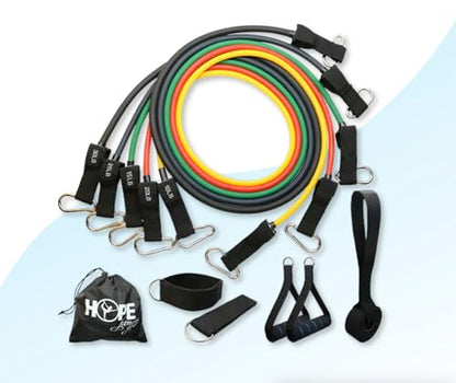 Hope Fitness Resistance Tube and Bands Full Set – Heavy-Duty Strength & Resistance Training Kit for Arms, Legs, Glutes & Full-Body Workouts, Home Gym, Travel, Pull Up Assist & Muscle Building
