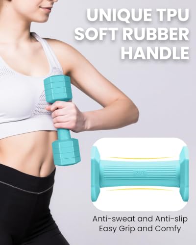Adjustable Dumbbell Set, 4-in-1 Hand Weights, 5/6 LB Pair for Women Men - color: Blue, style: 10 lbs Pair [5 lbs Each]