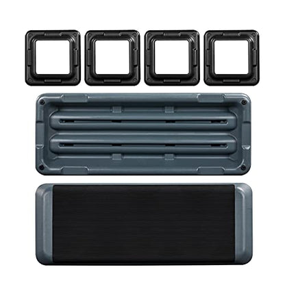Topeakmart Aerobic Exercise Workout Step Platform, 43in Fitness Stepper Health Club Size w/Risers Adjust 4-6-8in & Heavy Club Size & 550pounds Load-bearing for Home Gym Workout & Training