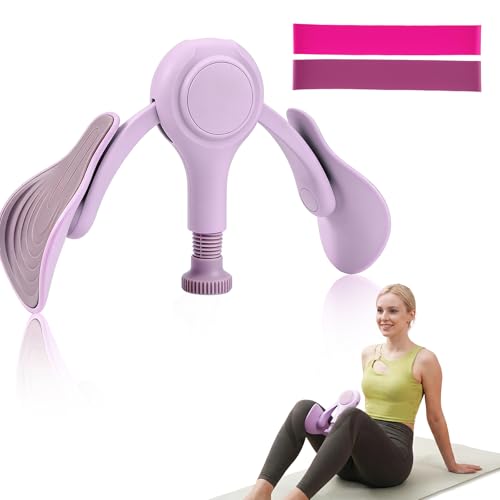 Thigh Trainer Hip & Pelvic Floor Exerciser, Leg Strength Workout Equipment for Women, Adjustable Inner Thigh Kegel Trainer for Home Gym with 2PCS Band