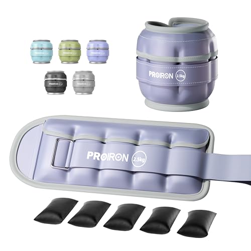 PROIRON Adjustable Ankle Weights, Leg Weights for Men, Ankle Weights 5lb Set of 2, Durable PU Leather, Ankle and Wrist Weights, 1-5 lbs Adjustable Per Ankle - color: purple