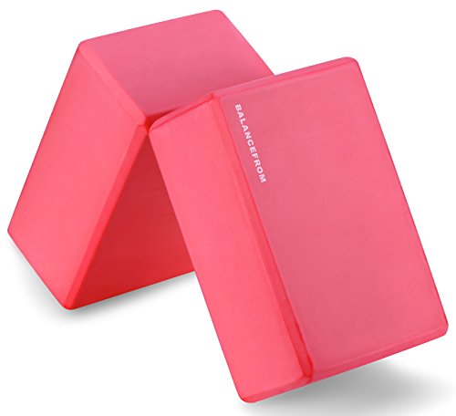 Fitvids Set of 2 High Density Yoga Blocks, 9"x6"x4" Each, Pair, Multiple Colors - color: Red
