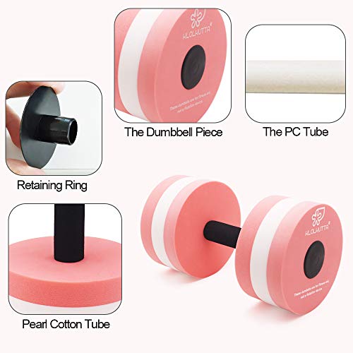 Water Dumbbells, Pool Weights for Water Exercise, 2 Pcs Aquatic Barbells - color: Pink