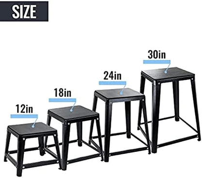Plyometric Platform Boxes Fitness Steel Plyo Box Exercise Jump Box Step Up Plyometrics Box Jumping Agility Box For Exercise Fit Training Conditioning - color: 12'' Black