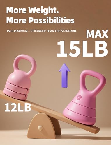 Adjustable Kettlebell, 5lb 9lb 15lb Kettlebell Weights Set, Ergonomic Design & Wide-Handle for Home Gym, Full-Body Workouts Strength Training and Weight Loss, Good for Men Women & Beginners - color: Pink