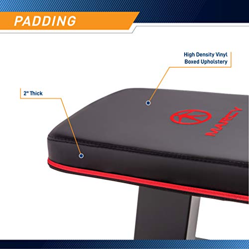 Marcy Flat Utility Weight Bench for Home Gym Weight Training and Ab Exercises - color: Deluxe - Red Trim