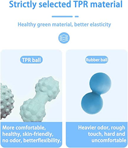 Massage Ball Set, Peanut Massage Ball Double Lacrosse Massage Roller Balls, Acupoint Myofascial Release Muscle Knot Ball, Deep Tissue Trigger Point Therapy Massage Tool for Back Neck Shoulder (Green) - color: Green