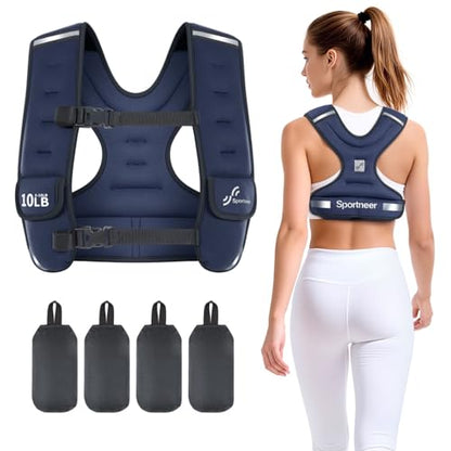 Sportneer Adjustable Weighted Vest Woman: 6-10lb/10-18lb Weighted Vests - color: Blue, size: 6-10 lbs