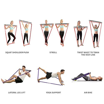 POWER GUIDANCE Resistance Bands, Set of 5 Pull Up Bands, Pull Up Assistance Bands, Exercise Bands, Resistance Bands Set for Legs, Working Out - color: Set of 3（red+black+purple+bar）