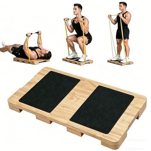 Wood Resistance Band Platform Base, Resistance Band Foot Plate, Fitness Exercise Board Footplate, Step Board for Workout Board for Home Gym