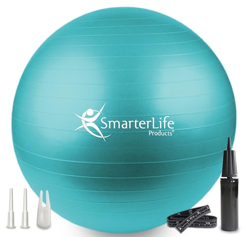 SmarterLife Exercise Ball, Yoga Ball for Gym, Balance, Stability, Pregnancy - color: Turquoise, size: 45 cm