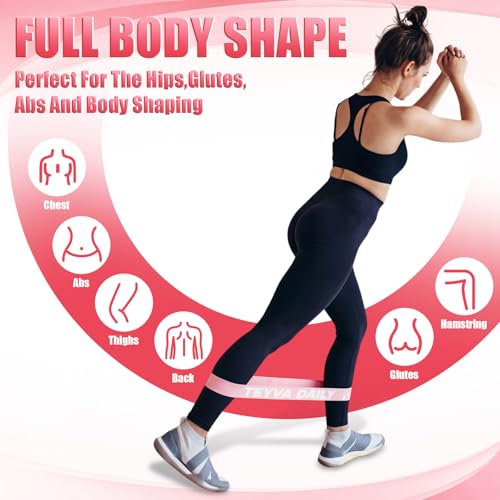 12 Pcs Fabric Resistance Bands for Working Out, Non-Slip Exercise Bands for Women, Pink Booty Elastic Loop Band for Glute Butt Thigh Yoga Pilates Stretching Gym Studio