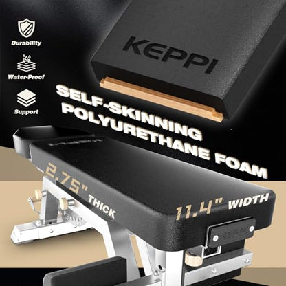 Keppi Fitness Bench6000 Weight Bench, Commercial Grade FID Workout Bench - color: Stainless