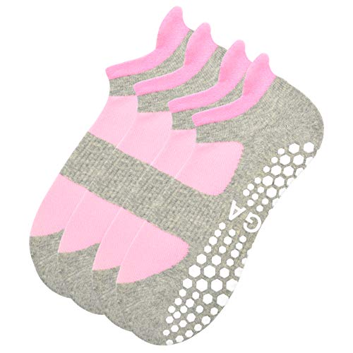 Busy Socks 2 Pack Women Ankle Non Slip Yoga Pilates Grip Socks with Cushion - color: 2 Pairs Gray