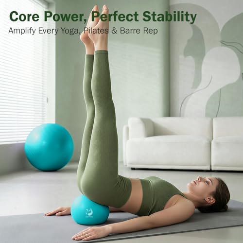 Slim Panda Pilates Ball, 9 Inch Small Exercise Ball, Anti Burst Mini Yoga Ball for Stability, Workout, Barre, Core Strength, Physical Therapy, Balance, Stretching