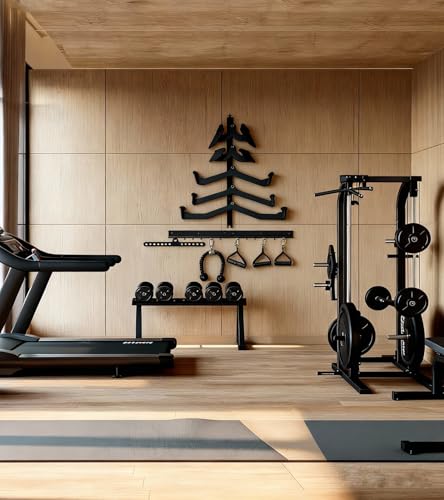 LAT Pull Down Bar Storage Rack Gym Storage Wall Organizer for Lat Pulldown Attachments, Cable Attachments Rack for Gym Accessories, Workout Equipment Storage