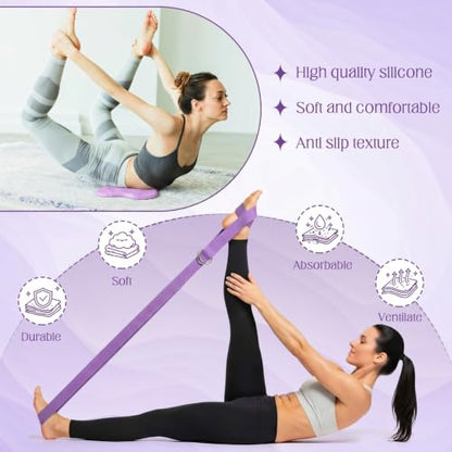 Yoga Blocks 2 Pack for Wrist Relief,Yoga Block with Knee Pads Strap - color: Purple