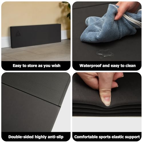 IwIeIaIrI Foldable POE Non Slip Yoga Pilates Mat– 1/4" (6mm) Thick - color: Dark Grey