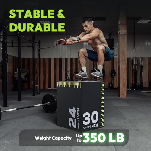3-in-1 Plyo Box – Plyometric Jump Box with Durable High-Density Foam Core and Non-Slip Surface for Box Jumps, Squats, and Home Gym Workouts