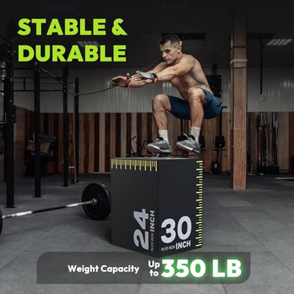 3-in-1 Plyo Box – Plyometric Jump Box with Durable High-Density Foam Core and Non-Slip Surface for Box Jumps, Squats, and Home Gym Workouts