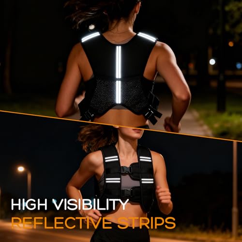 Weighted Vest for Men and Women, Silicone-Iron Fill Even Weight, Adjustable Workout Weight Vest with Reflective Stripes & Phone Pocket, Body Strength Training Gear for Walking Rucking Gym - size: 12 lb