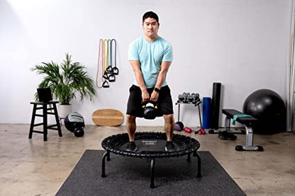 JumpSport 350 PRO 39 Inch Fitness Trampoline Indoor Rebounder Cardio Workout Equipment 300 lb Capacity - color: Matte Black