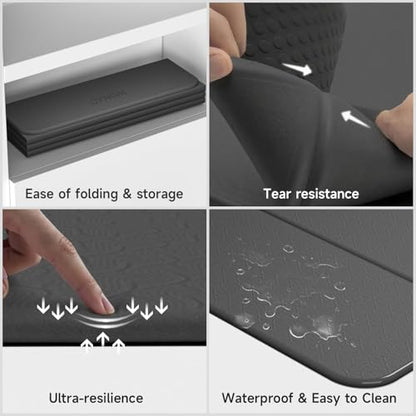 7-Fold Yoga Mat 74"x31" - 0.31 Inch Thick Folding Exercise Mat, Extra Wide Non-Slip POE Mat for Travel, Storage, Yoga, Pilates, Meditation & Home Gym, Lightweight & Portable - color: Black