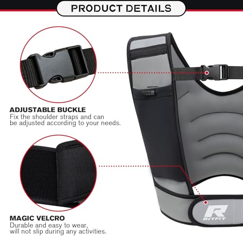 RitFit Weighted Vest, 4lb/8lb/10lb/12lb/15lb/20lb Weight Vest with Reflective Stripes, Weight Vest Adjustable for Women and Men Workout, Strength Training, Running, Fitness, Jogging, Walking - color: 10LB