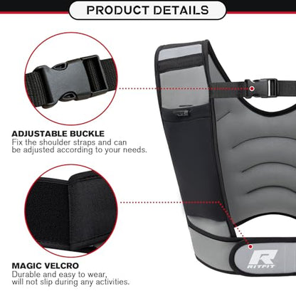RitFit Weighted Vest, 4lb/8lb/10lb/12lb/15lb/20lb Weight Vest with Reflective Stripes, Weight Vest Adjustable for Women and Men Workout, Strength Training, Running, Fitness, Jogging, Walking - color: 10LB