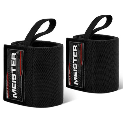 Meister 18" Elastic Wrist Wraps - Heavy-Duty Support for Weightlifting, Strength & Cross Training - color: Black