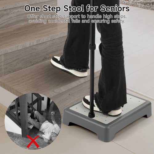 Strong Bearing Capacity Half Step, Mobility Step Platform for Cars Beds Stairs, One Step Stool for Seniors, 440 Lbs Portable Short Step Support Step Riser for Adults & Elderly, Non-Slip