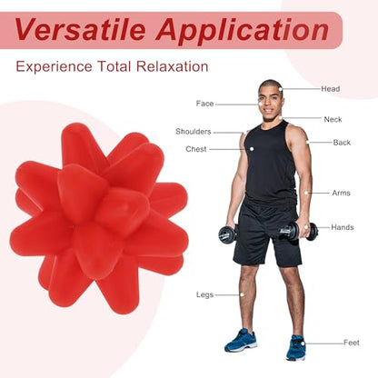 VOCOSTE Silicone Massage Ball, Fascia Massage Ball Tool for Trigger Point Pain Release, Foot Acupoint Trigger, Myofascial Massager for Exercise, Red - color: Red