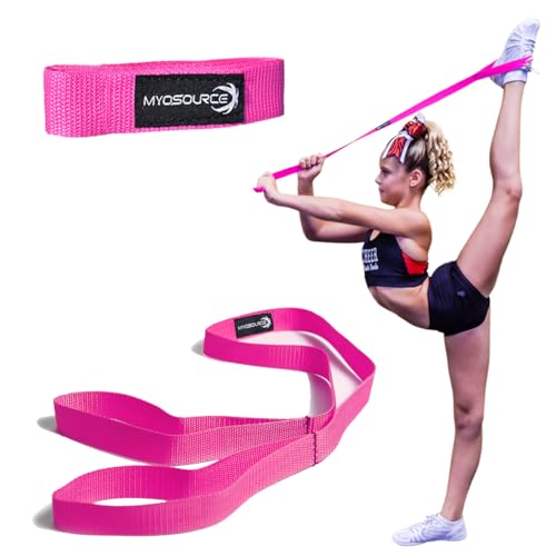 Cheerleading Flexibility Stunt Strap - Improve Stretching and Stunts for Cheer Dance Gymnastics & Physical Therapy – Stocking Stuffers Present for Kids Girls Adults - 12 Colors - color: Pink