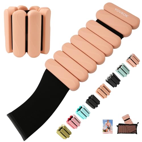 Ankle Weights for Women Men, Silicone Wrist Weights Set of 2 - Wearable Leg Weights/Arm Weights Ideal for for Home Gym Workout, Running, Yoga, Pilates, Barre, Exercise, Strength Training - color: Flesh Pink, size: 4 lbs Pair (2 lb Each)
