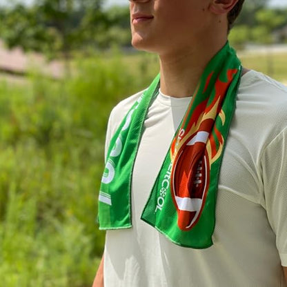 Original Cooling Towel – Be Cool in Style - Heat Relief, Soft, Lightweight, Sun Protection, Easy Clean - Perfect for Biking, Running, Yoga, Gym, Gardening - Football - color: Football