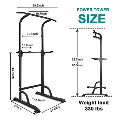 Adjustable Pull Up Bar & Dip Station – 10 Height Settings (65"-82.7"), 400LBS Capacity Home Gym Strength Trainer for Pull Ups, Dips & Core Workouts