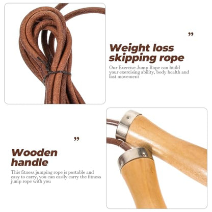 Toddmomy Leather Jump Rope, Professional Weighted Skipping Rope With Wooden Handle For Beginner Kids Men And Women For Fitness, Sport, Cardio, Boxing, Speed