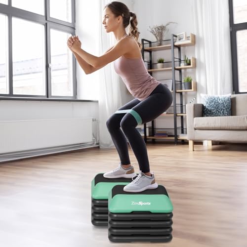ZENY 16" x 16" High Aerobic Step Aerobics Stepper Platform with 4 Risers, Exercise Workout Stepper, Home Gym Equipment, Fitness Step Platform, Adjustable Aerobic Stepper
