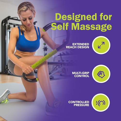 GoFit Muscle Self Massage Hook, Ergonomic Massage Bar for Targeted Muscle Relief, Trigger Point and Deep Tissue Massage Tool for Back, Shoulders, and Legs