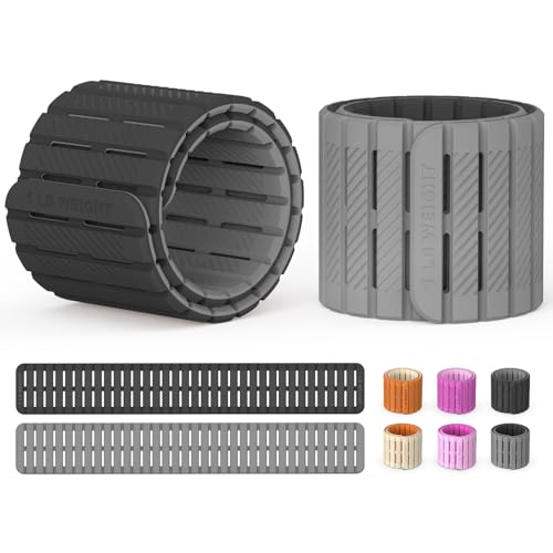 SE7EN Magnetic Ankle Weights for Women & Men | Set of 2 Weights (1 lb Each) | Adjustable Size Silicone Wirst & Leg Weights for Pilates, Yoga, Pool, Gym - color: Black & Gray