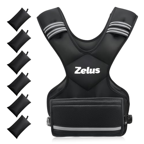 ZELUS Weighted Vest for Men and Women | 4-10lb/11-20lb/20-32lb Vest with 6 Ironsand Weights for Home Workouts | Adjustable Body Weight Vest Exercise Set for Cardio and Strength Training - color: Black, size: 20-32 lb.