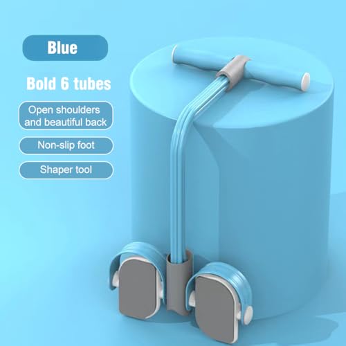 Abdominal Trainer, Sit-Up Training Equipment, 6 Tubes Fitness Elastic Pull Rope, Tension Rope Pull Up Pilate Foot Pedal Resistance Band Workout Tool Ab Shaper - color: Blue