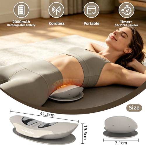Lower Back Massager, Upgraded 4-in-1 Lumbar Traction Device with Heat, Electrotherapy, Vibration, Design to Support Lower Back & Sciatica Pain Relief for Home Use