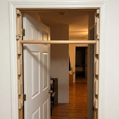 Leinuosen Doorway Pull-up Bar Sets Adjustable 5 Levels Wooden Doorway Pull-up Bar and 2 Door Frame with 6 Sets of Screw-in Heavy-duty Door-mounts to Fits 118cm - size: 150kg Load Capacity, style: with Locks