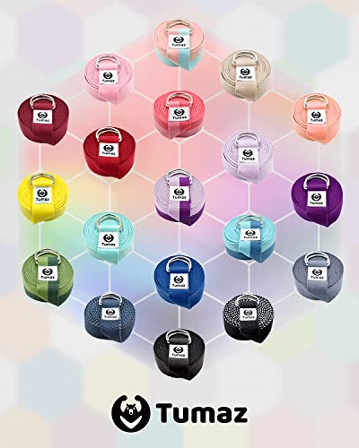 Yoga Strap/Stretch Bands [15+ Colors, 6/8/10 Feet Options] with Extra Safe Adjustable D-Ring Buckle, Durable and Comfy Delicate Texture - Best for Daily Stretching, Physical Therapy, Fitness