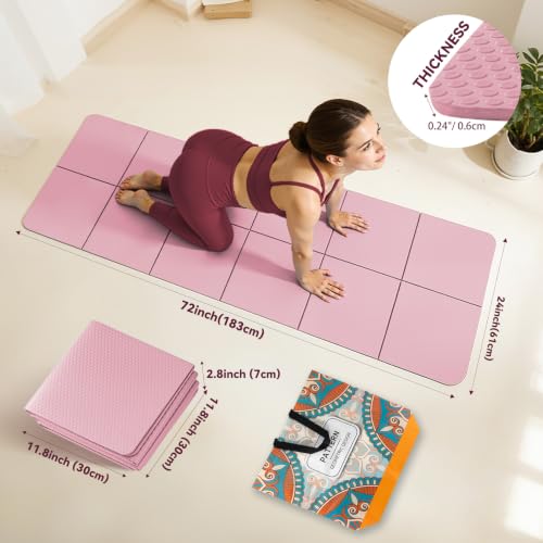 Foldable Yoga Mat Thick Non-Slip Exercise Mat - color: pink