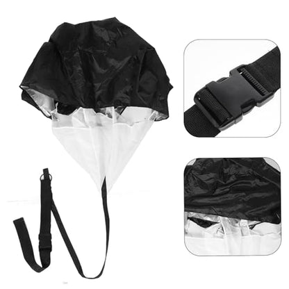 Uonlytech Resistance Parachute with Waist Belt for Running Speed Training, Football Power Resistance Chute for Sprint Agility, Lightweight Black Sports Parachute for Track and Field Fitness